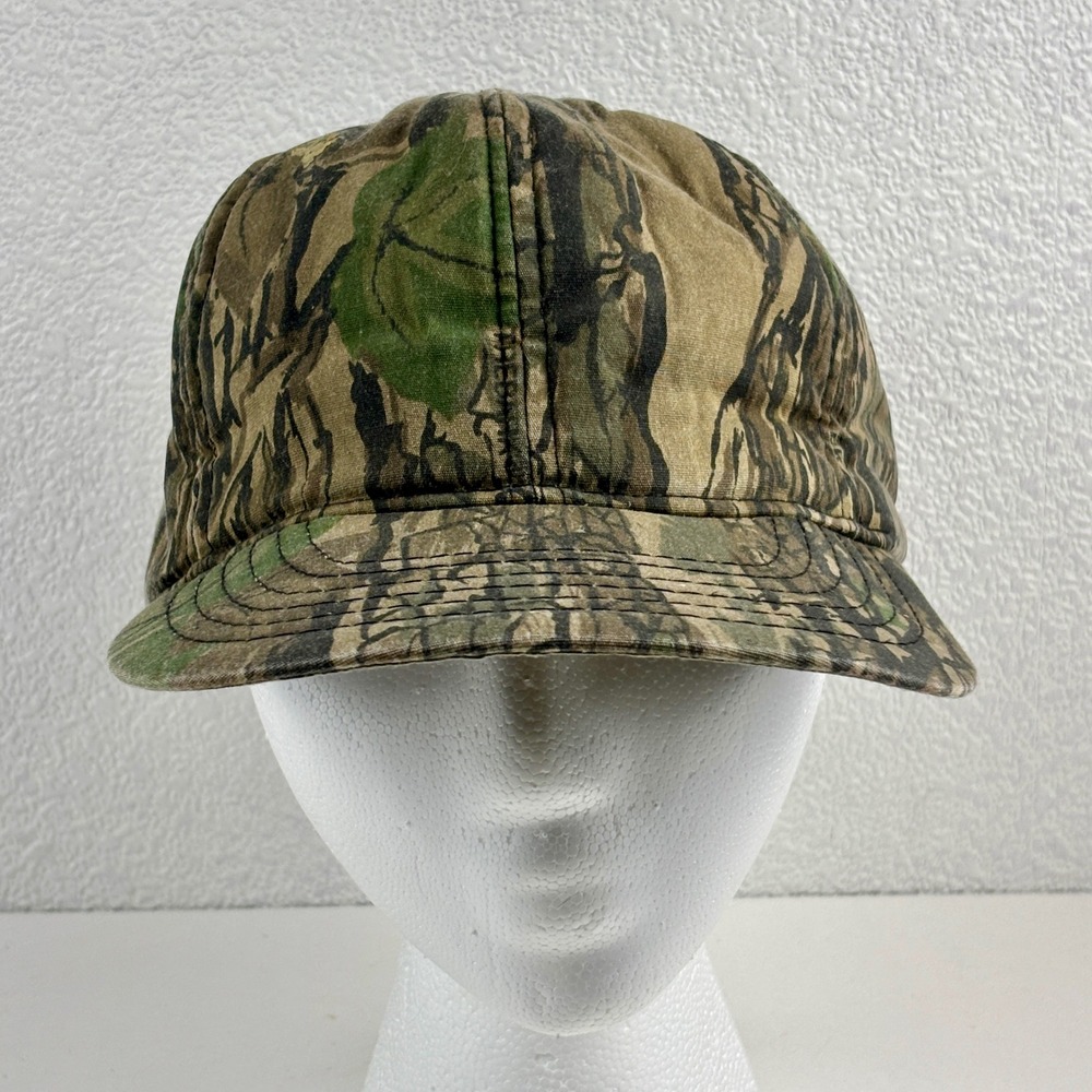 Duck Bay Camouflage Hat Mens OSFM Green Brown Strapback Woodland Camo Padded - Picture 2 of 6